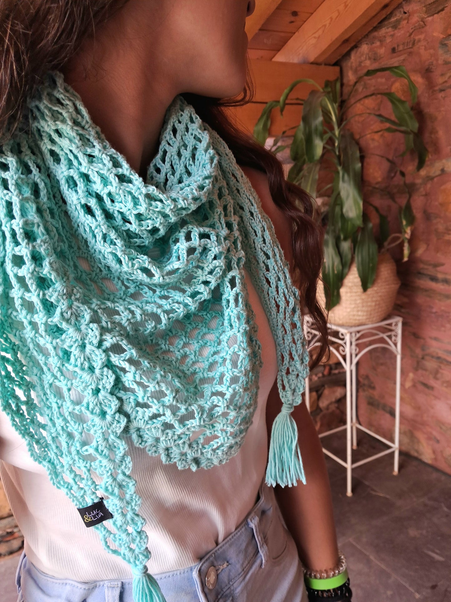 Chalina crochet turquesa - lucandlia