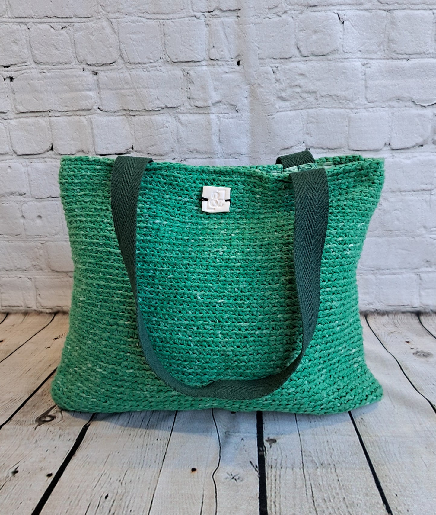 Bolso crochet tote verde - lucandlia