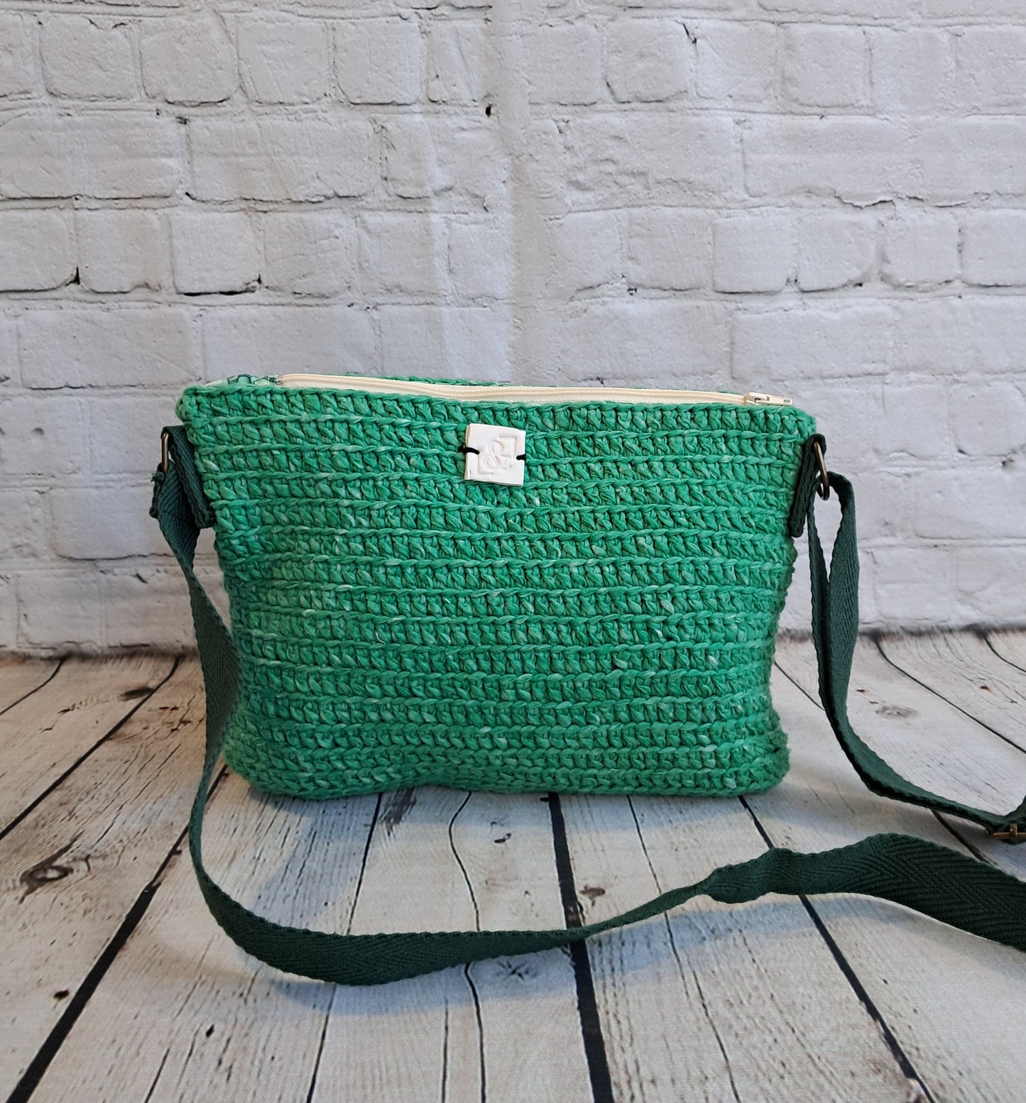 Bolso crochet bandolera verde - lucandlia