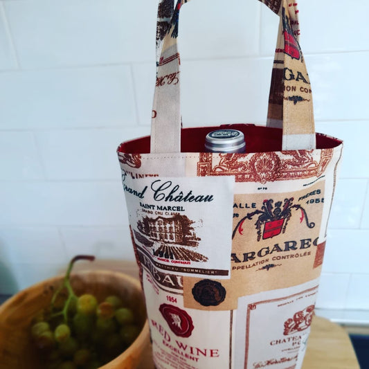 Detalle del estampado de la bolsa para vino