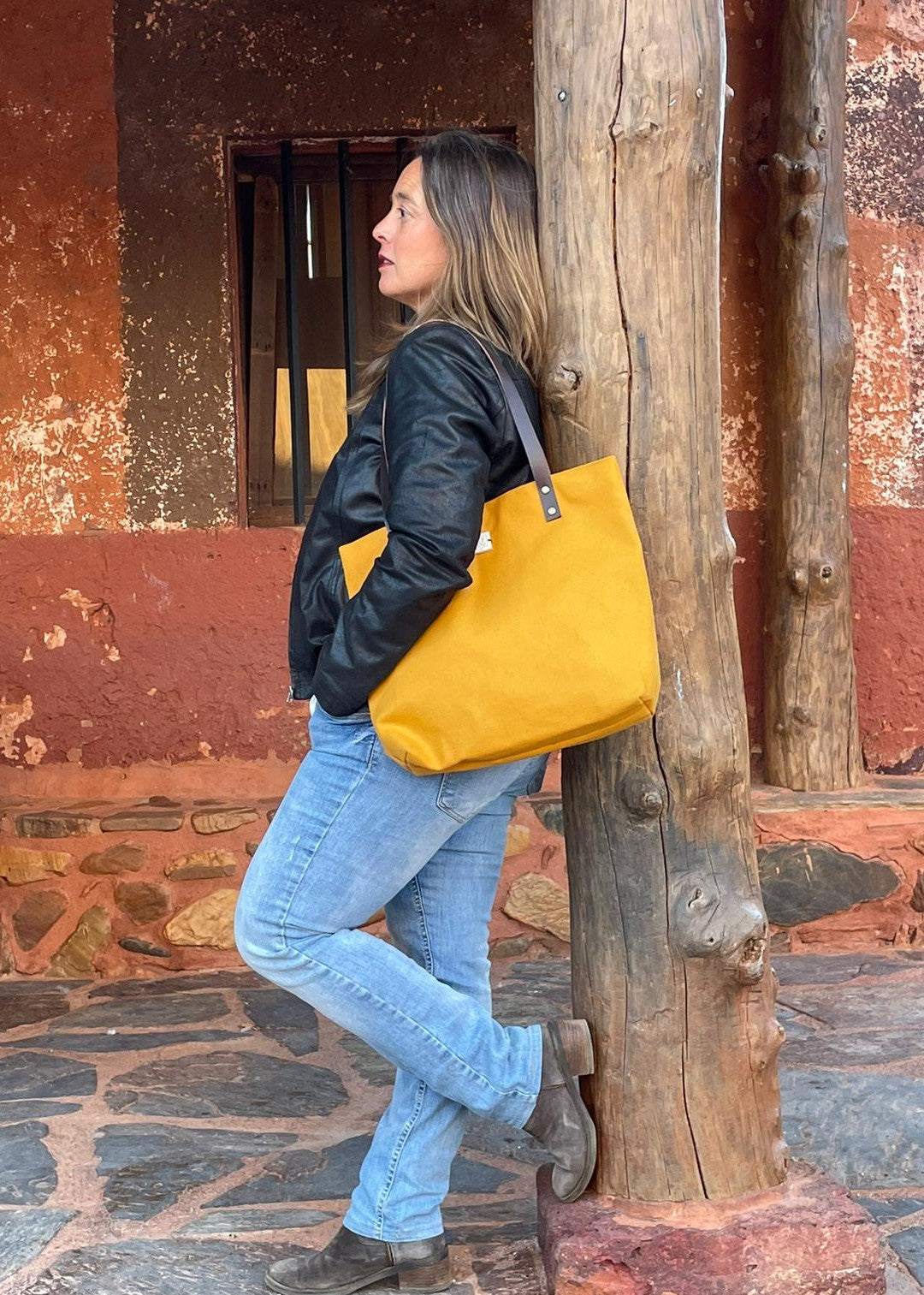 Bolso shopper mostaza