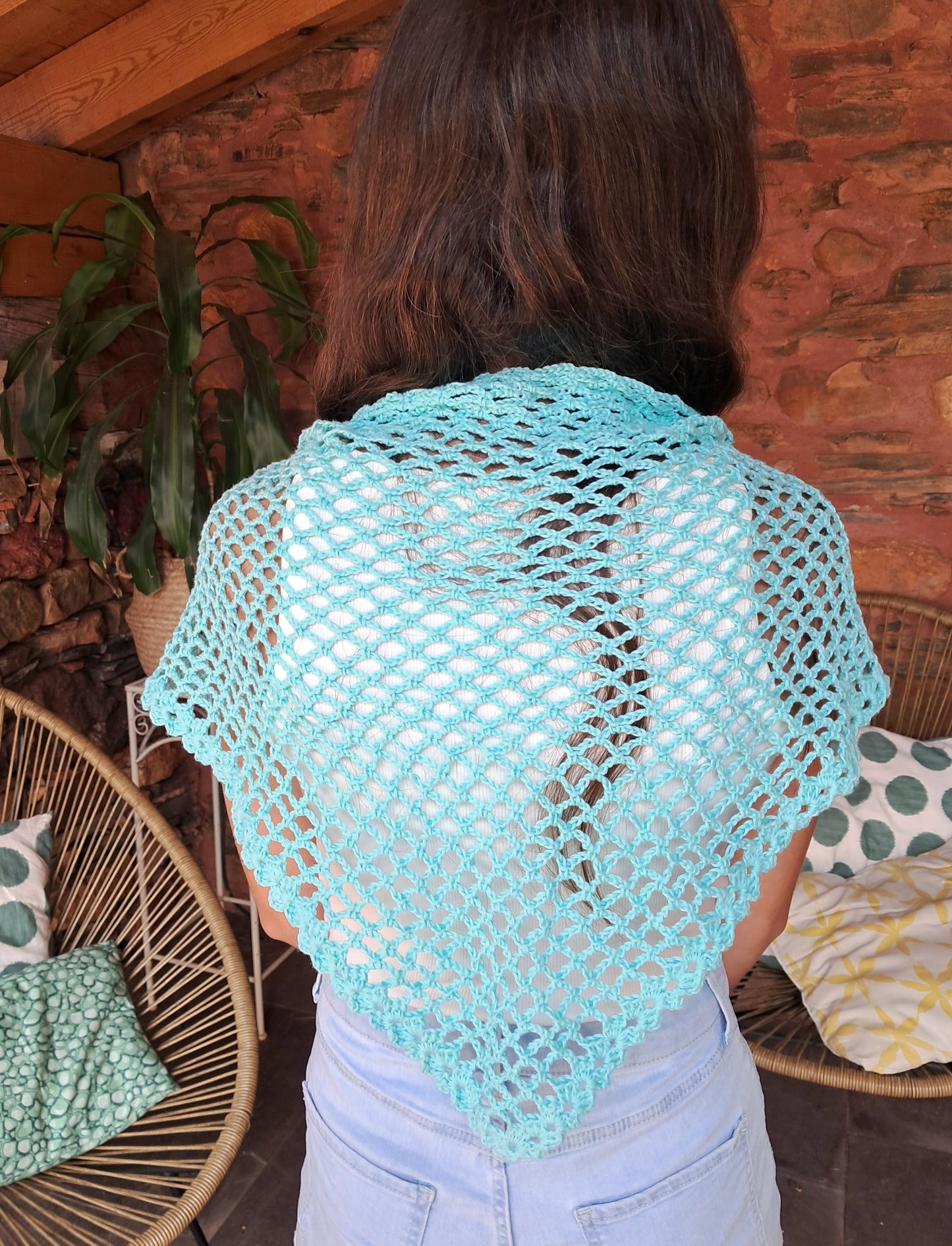 Chalina crochet turquesa